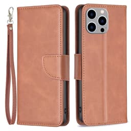 SKALO iPhone 15 Pro Max Plånboksfodral i PU-Läder - Brun