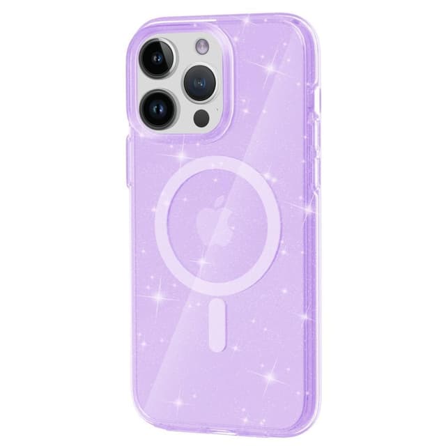 SKALO iPhone 15 Pro Max Glitter Magnetic Ring TPU Suojakuori - Violetti