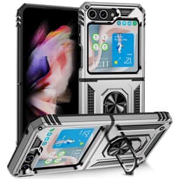 SKALO Samsung Z Flip5 Armor Hybrid metal ring cover - Sølv
