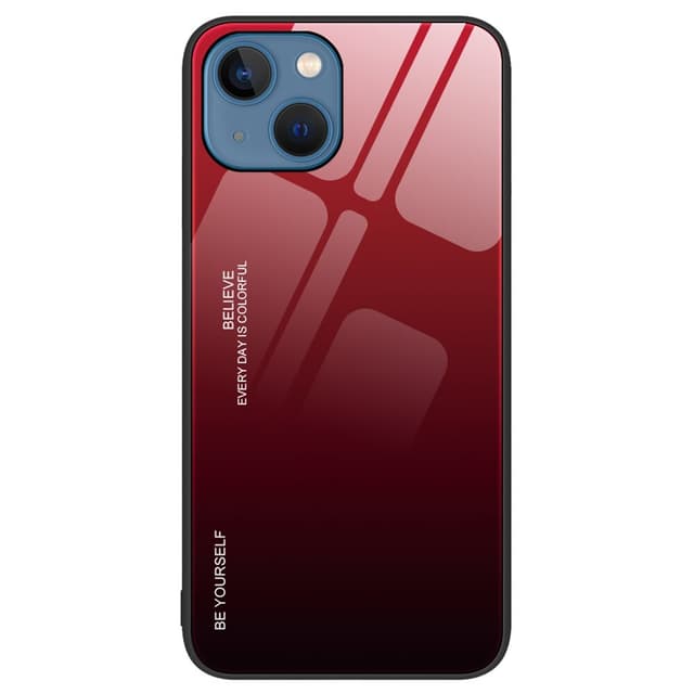 SKALO iPhone 15 Plus Gradient Härdat Glas TPU-skal - Röd-Svart