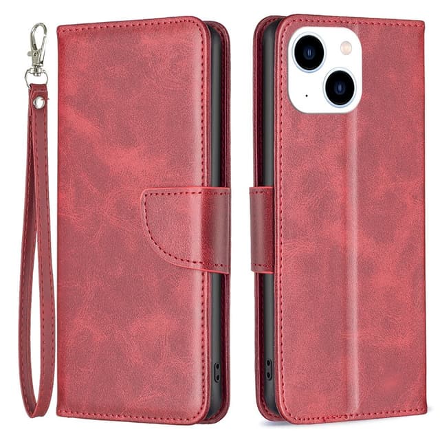SKALO iPhone 15 Flip Cover m. pung i PU-læder - Rød