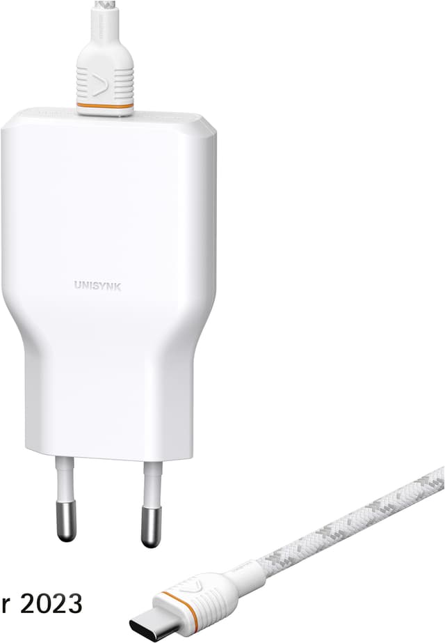 Unisynk G3 36W USB-C vegglader med 2m USB-C-kabel (hvit)