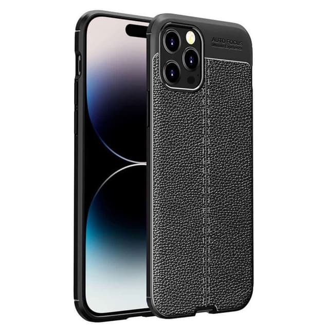 Läder mönstrat TPU skal Apple iPhone 15 Pro - Svart