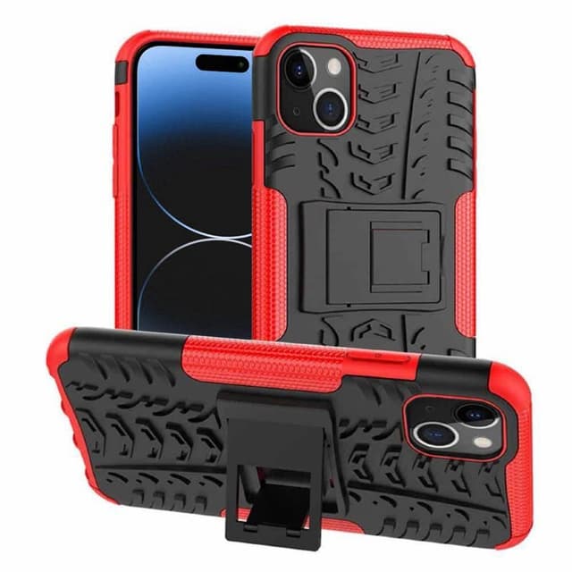 Stødbestandigt cover med stander Apple iPhone 15 - Rød