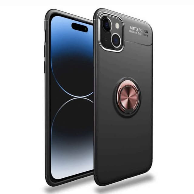 Slim Ring cover Apple iPhone 15 - Sort/rose