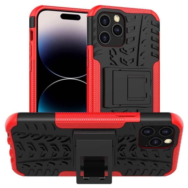 Iskunkestävä kuori jalustalla Apple iPhone 15 Pro Max - Punainen