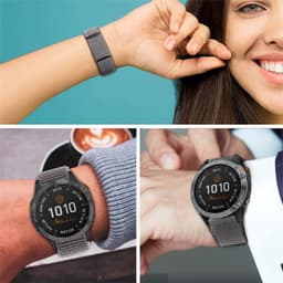 20 mm nylon urrem til Garmin Fenix 7S/6S/5S, Samsung Gear Sport Grå