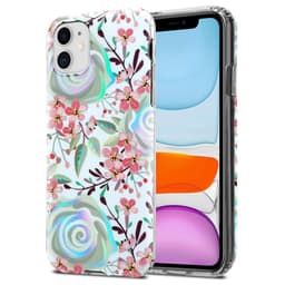 iPhone 11 lommebokdeksel Blomster (hvit)