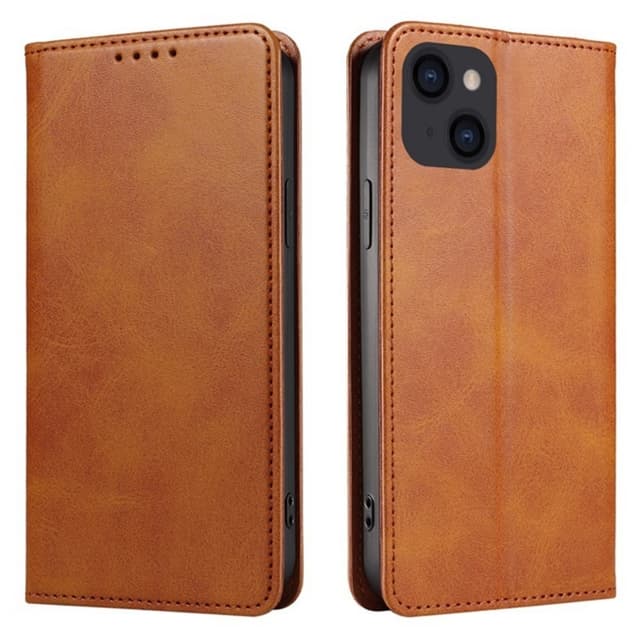 Plånboksställ Telefon Fodral Skal för iPhone 15 Pro Max - Brun
