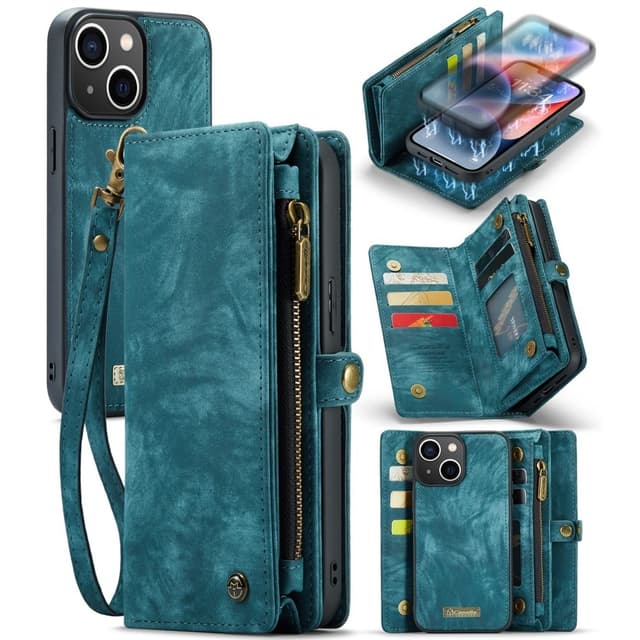 CASEME iPhone 15 Plus Retro plånboksfodral - Blå