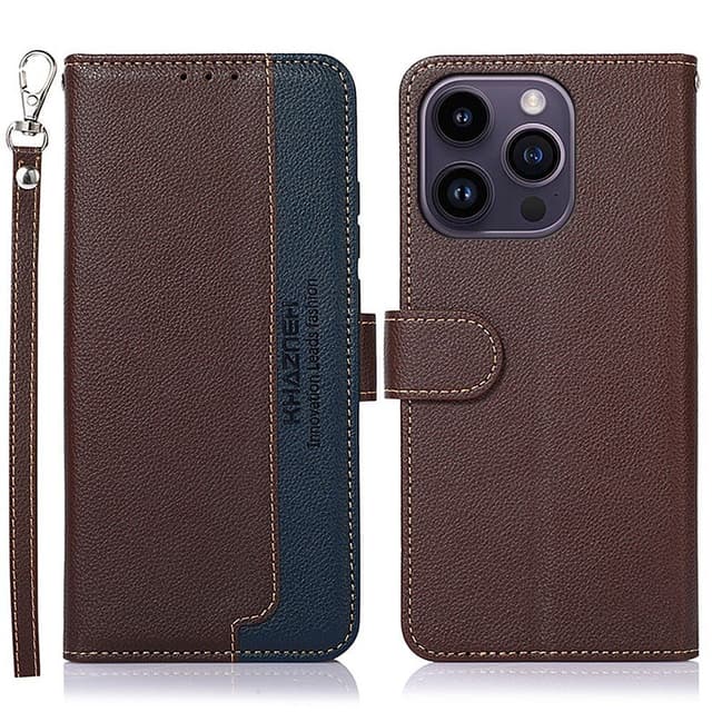 KHAZNEH puhelimen kansi iPhone 15 Pro - ruskea/sininen