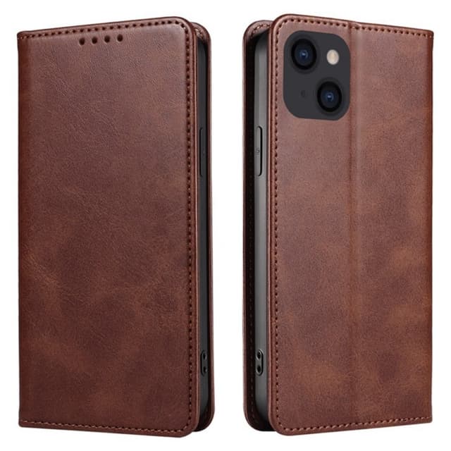 Plånboksställ Telefon Fodral Skal för iPhone 15 Plus - Coffee