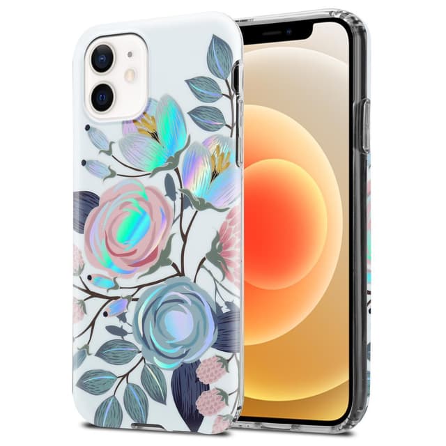 iPhone 12 / 12 PRO Fodral Skal Blommor (Vit)