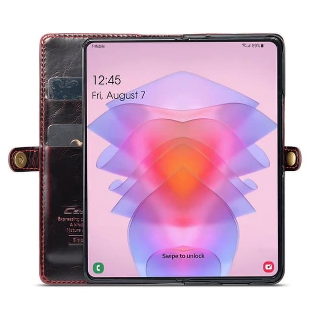 Lompakkokotelo 3-kortti aitoa nahkaa Samsung Galaxy Z Fold 5 - Härän
