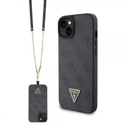 Guess iPhone 15 Kuori Metal Logo Strass Crossbody Strap Musta