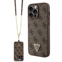 Guess iPhone 15 Pro Max Deksel Metal Logo Strass Crossbody Strap Brun