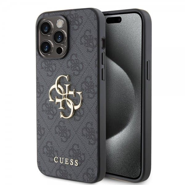 Guess iPhone 15 Pro Max Skal 4G Logo Grå