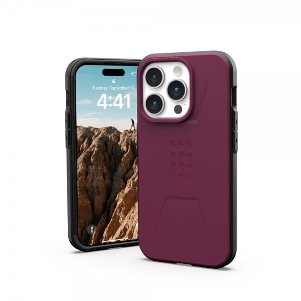 Urban Armor Gear (UAG) iPhone 15 Pro Cover Civilian MagSafe Bordeaux