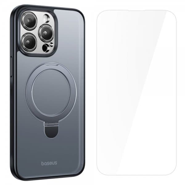 Baseus iPhone 15 Pro Max Deksel Smart Ring Series MagSafe Svart