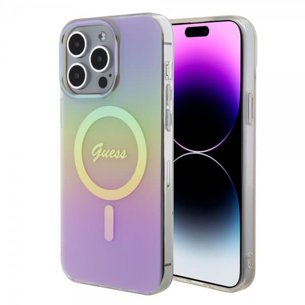 Guess iPhone 15 Pro Cover Script MagSafe Lyserød