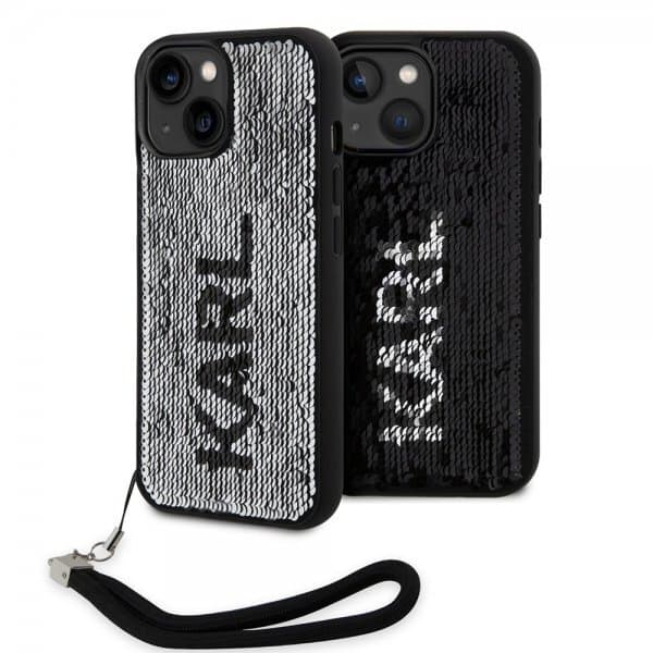 Karl Lagerfeld iPhone 15 Deksel Sequin Svart