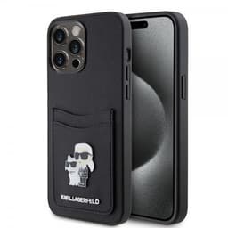 Karl Lagerfeld iPhone 15 Pro Max Kuori Saffiano Double Cardslot Musta