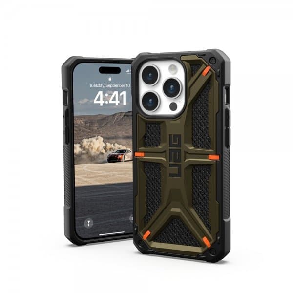 Urban Armor Gear (UAG) iPhone 15 Pro Deksel Monarch Kevlar Element Green
