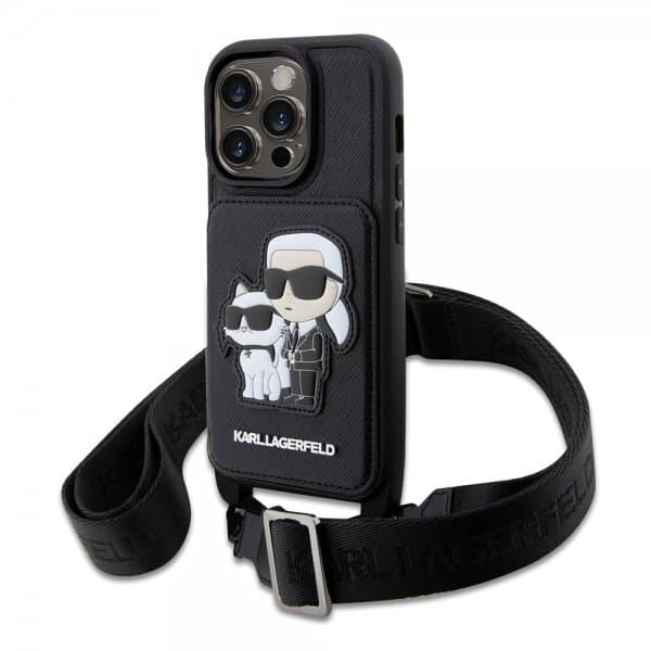 Karl Lagerfeld iPhone 14 Pro Max Cover Crossbody Cardslot Cover Sort