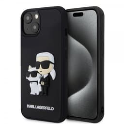 Karl Lagerfeld iPhone 15 Cover 3D Rubber Karl & Choupette Sort