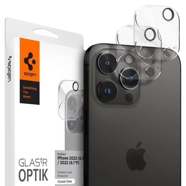 Spigen iPhone 14/15 Pro & Pro Max Kameralinsskydd Glas.tR Optik 2-pack Crystal