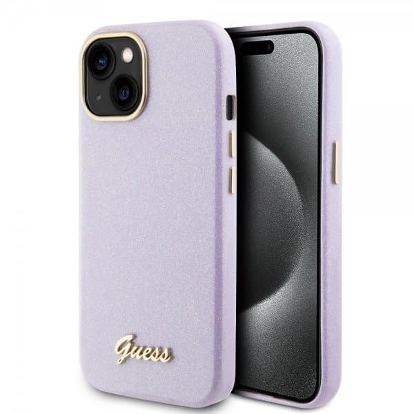 Guess iPhone 15 Cover Full Glitter Wrapped Lilac