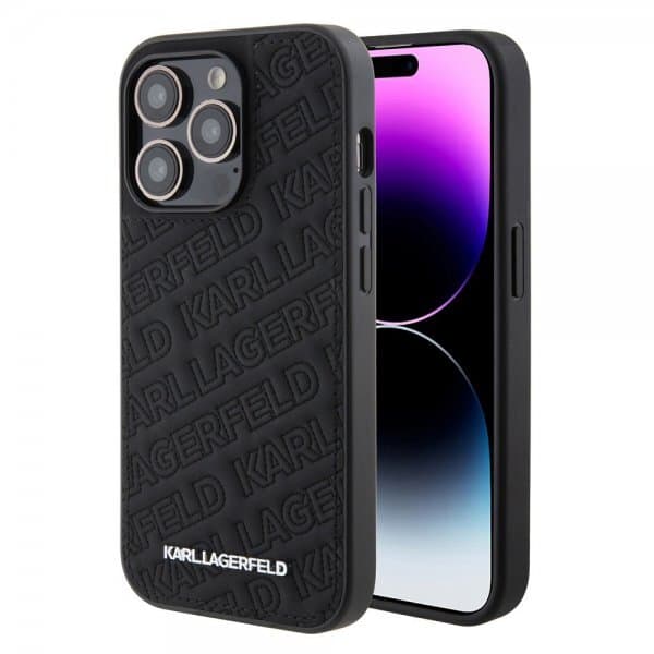 Karl Lagerfeld iPhone 15 Pro Kuori Quilted K Pattern Musta