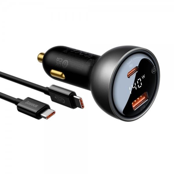 Baseus Mobillader til bil Digital Display PD3.1 Dual Cast Car Charger 140W