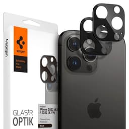 Spigen iPhone 14/15 Pro & Pro Max Kameralinsskydd Glas.tR Optik 2-pack Svart