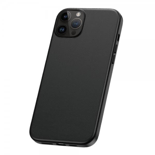 Baseus iPhone 15 Pro Deksel Fauxther Series Svart