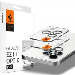 Spigen iPhone 14 Pro/iPhone 14 Pro Max Kameran linssinsuojus GLAS.tR EZ Fit Optik Pro Hopea 2-pakkaus