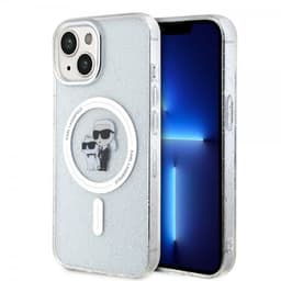 Karl Lagerfeld iPhone 15 Skal Karl & Choupette Glitter MagSafe Transparent