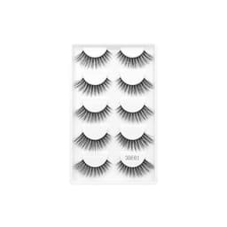 Fluffy falske øjenvipper med naturligt look 5 par Sort 1