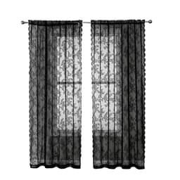 Svarta spetsgardiner 2 st Svart 140 x 100 cm