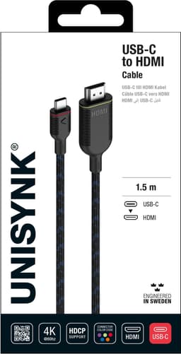 Unisynk USB-C - HDMI 4K 60 Hz kaapeli (1,5 m)