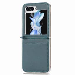 Nahka kuori korttipaikan kanssa Samsung Galaxy Z Flip 5 - Petrol