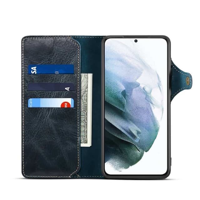 Lompakkokotelo 3-kortti aitoa nahkaa Samsung Galaxy S23 FE - Sininen