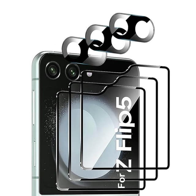 3-pack Härdat glas 2i1 Samsung Galaxy Z Flip 5 - Svart