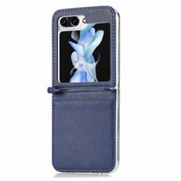 Nahka kuori korttipaikan kanssa Samsung Galaxy Z Flip 5 - Sininen
