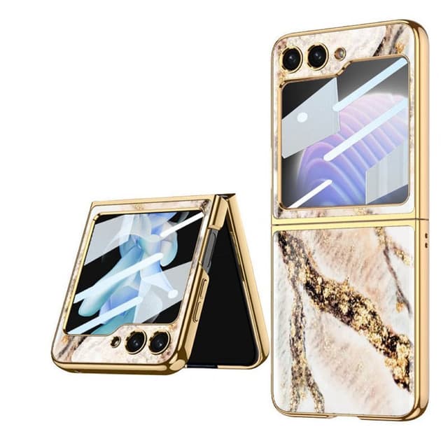 Marble Glass Case Samsung Galaxy Z Flip 5 - Ice Gold
