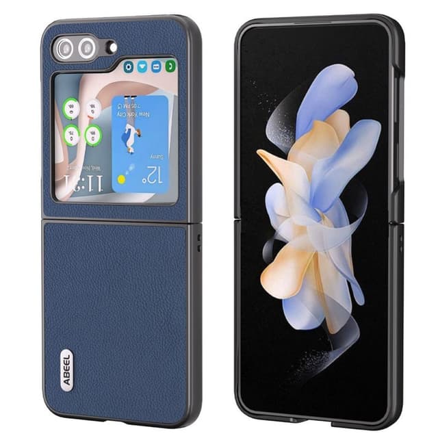 Nahka kuori Samsung Galaxy Z Flip 5 - Tummansininen