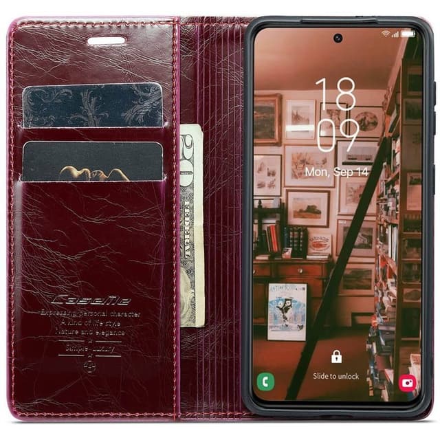 CaseMe mobilplånbok 2-kort Samsung Galaxy S23 FE - Vinröd