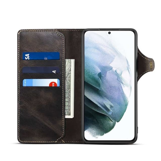 Lompakkokotelo 3-kortti aitoa nahkaa Samsung Galaxy S23 FE - Musta