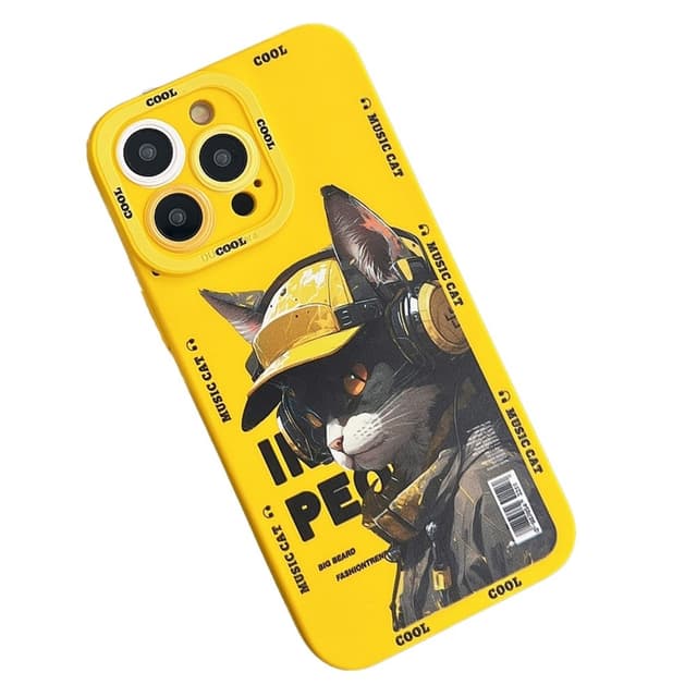 TPU Telefondeksel til iPhone 15 Plus-deksel Cat - Gul
