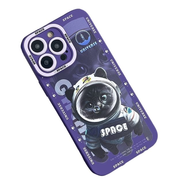 TPU telefon cover Cover til iPhone 15 Pro Cover Cat - Lilla